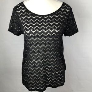 Forever 21 Black lace sparkle top Size M
